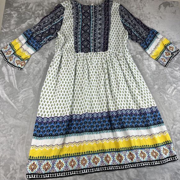 Reborn J Boho Dress Womens 1X Colorful Pattern Button Front Flowy Elephant(1003) - Picture 9 of 15